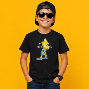 Tricou Bart Simpson Stil Urban Trist Albastru Galben Street Fashion, din bumbac 100%, tricou negru, Copii | Dama | Barbat