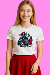 Tricou Batmann Christmas Clasic Cu Fulgi, din bumbac 100%, tricou alb, Copii | Dama | Barbat - Img 3
