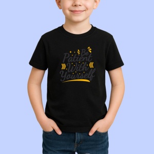 Tricou Be Patient With Yourself Citat Motivational, din bumbac 100%, tricou negru Copii | Dama | Barbat