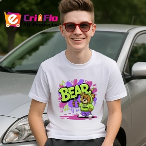 Tricou Bear teddy funky hoodie cu note muzicale Copii | Dama | Barbat Barbat - Img 6