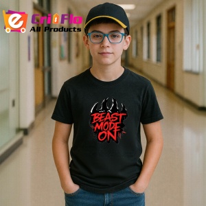 Tricou Beast Mode On Text Rosu Intens, Copii | Dama | Barbat, culoare negru - Img 10