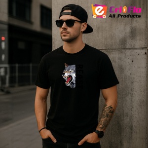 Tricou Beast Wolf Lup Gri Urlat Text V1, din bumbac 100%, tricou negru Copii | Dama | Barbat - Img 6