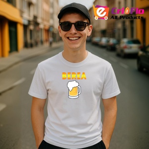 Tricou Bere Mic Dejun Campionilor, din bumbac 100%, tricou alb, Dama | Barbat - Img 4