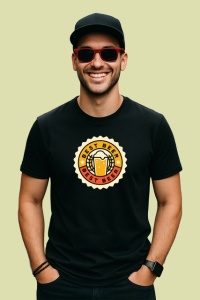 Tricou Best Beer Emblema Galbena Rotunda, din bumbac 100%, tricou negru Dama | Barbat - Img 3