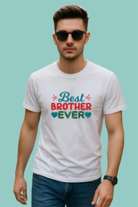 Tricou Best Brother Ever Hearts, din bumbac 100%, tricou alb, Dama | Barbat - Img 2