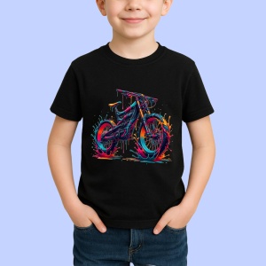 Tricou Bicicleta de munte in culori electrice fundal alb Copii | Dama | Barbat, culoare negru - Img 4