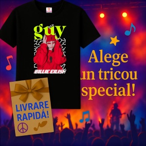 Tricou Billie Eilish - Red Hoodie, muzica Hip-Hop / Trap, Dama | Barbat | Copii, Culoare Negru - Img 7