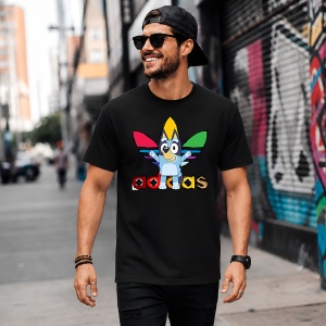 Tricou Bluey Catelusul Albastru Logo Colorat Urban Kids Design, din bumbac 100%, tricou negru, Copii | Dama | Barbat - Img 5