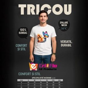 Tricou Border Collie cu fluture curcubeu si privire curioasa Copii | Dama | Barbat Barbat - Img 7