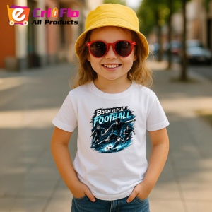 Tricou Born To Play Football Jucator Teren V2, din bumbac 100% , tricou alb pentru Copii | Dama | Barbat - Img 5
