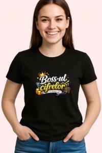 Tricou Bossul Cifrelor Mesaj Amuzant Contabilitate Gri, din bumbac 100%, tricou negru Copii | Dama | Barbat - Img 3