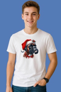 Tricou Boxer Craciun Portret, din bumbac 100%, tricou alb, Copii | Dama | Barbat - Img 3