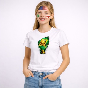Tricou Brazil World Cup Fifa 2026, din bumbac 100%, tricou alb, Copii | Dama | Barbat - Img 3