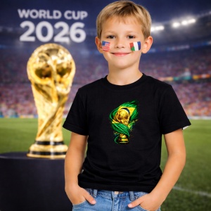 Tricou Brazil World Cup Fifa 2026, din bumbac 100%, tricou negru, Copii | Dama | Barbat - Img 5