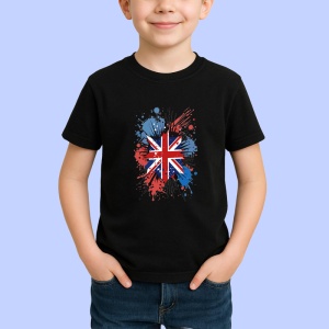 Tricou Britain Steag Splash Art, Copii | Dama | Barbat, culoare negru - Img 3