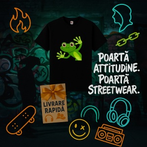 Tricou Broscuta Frog Simpatica Negru, Copii | Dama | Barbat - Img 2