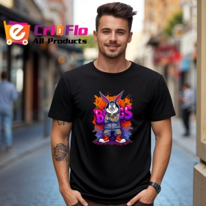 Tricou Bugs Bunny in hanorac inchis cu text BOSS graffiti Copii | Dama | Barbat, negru - Img 9