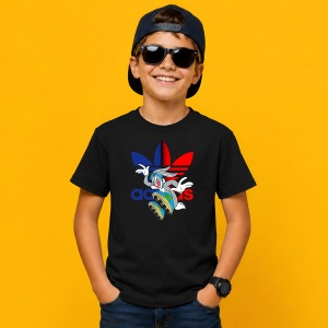 Tricou Bugs Bunny Pe Role Retro Cartoon Logo Colorat, din bumbac 100%, tricou negru, Copii | Dama | Barbat