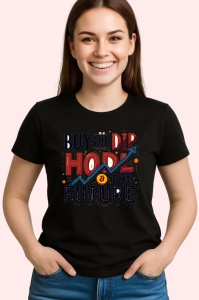 Tricou Buy the dip hodl the future, cumpara scaderea tine viitorul, Copii | Dama | Barbat , tricou negru - Img 3