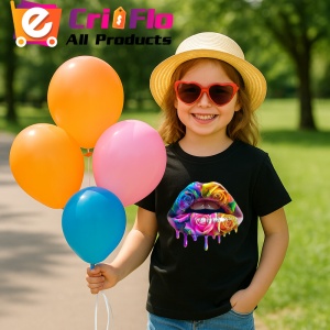 Tricou Buze cocktail de fructe, Lip gloss, Copii | Dama, culoare negru - Img 9