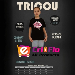 Tricou Buze crem cu trandafiri roz delicati, Lip gloss, Copii | Dama - Img 13