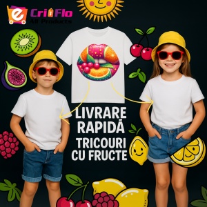 Tricou Buze crem cu trandafiri roz delicati, Lip gloss, Copii | Dama - Img 18