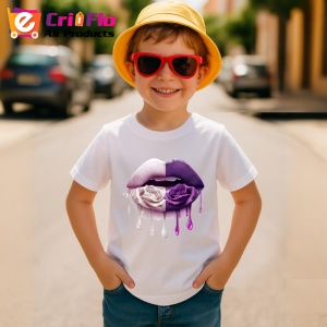 Tricou Buze curcubeu cu trandafir galben, Lip gloss, Copii | Dama - Img 9