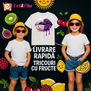 Tricou Buze curcubeu cu trandafir galben, Lip gloss, Copii | Dama - Img 12