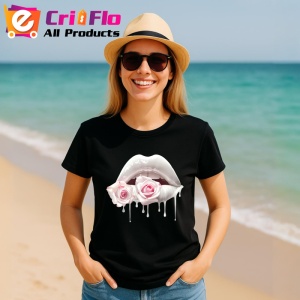 Tricou Buze femeie afine si cirese, Lip gloss, Copii | Dama, culoare negru - Img 11