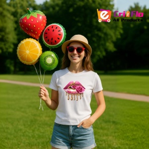 Tricou Buze femeie alb-violet cu trandafiri asortati, Lip gloss, Copii | Dama - Img 9