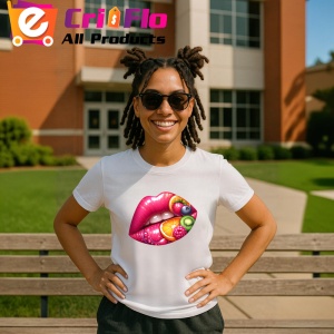 Tricou Buze femeie capsuni si portocala, Lip gloss, Copii | Dama - Img 11