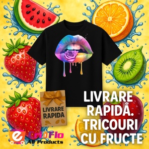 Tricou Buze femeie nude cu trandafiri roz, Lip gloss, Copii | Dama, culoare negru - Img 11