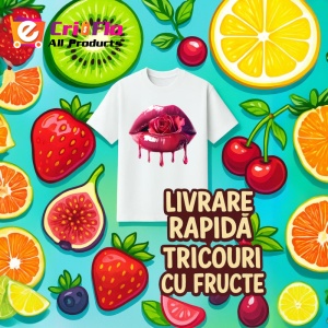 Tricou Buze femeie roz intens cu trandafir rosu si roz, Lip gloss, Copii | Dama - Img 7