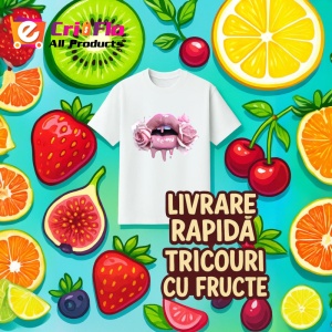Tricou Buze femeie roz intens cu trandafir rosu si roz, Lip gloss, Copii | Dama - Img 12