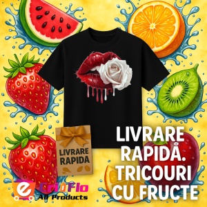 Tricou Buze femeie roz si auriu cu trandafiri roz pal, Lip gloss, Copii | Dama, culoare negru - Img 12