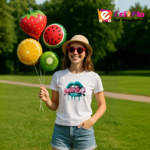 Tricou Buze femeie turcoaz cu 3 trandafiri roz pal, Lip gloss, Copii | Dama - Img 9