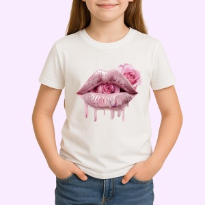 Tricou Buze nude cu trandafir si aur lichid, Lip gloss, Copii | Dama - Img 2