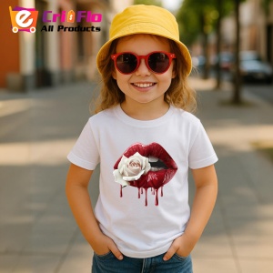 Tricou Buze pastel cu trandafir violet, Lip gloss, Copii | Dama - Img 16