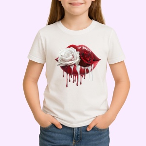 Tricou Buze rosu intens cu trandafir si auriu lichid, Lip gloss, Copii | Dama - Img 2