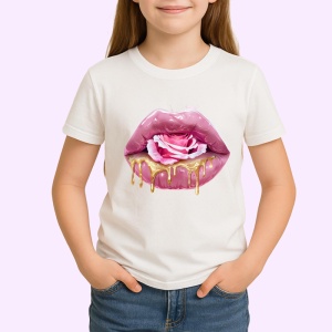Tricou Buze roz cu trandafir si miere lichida, Lip gloss, Copii | Dama