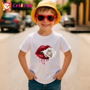 Tricou Buze roz lucios cu trandafiri pastel, Lip gloss, Copii | Dama - Img 15