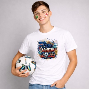 Tricou Cabo Verde World Cup 2026 Fifa, din bumbac 100%, tricou alb, Copii | Dama | Barbat - Img 2