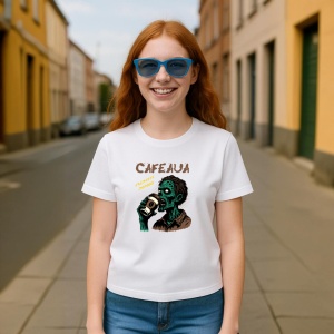 Tricou Cafeaua Trezete Zombii - Zombie drink coffee - Copii | Dama | Barbat - Img 4