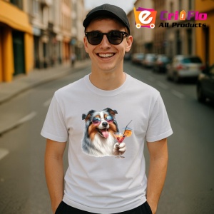 Tricou caine australian shepherd ochelari cocktail cu cirese, Copii | Dama | Barbat - Img 6
