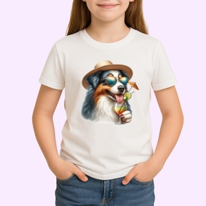 Tricou caine australian shepherd palarie cocktail lime, Copii | Dama | Barbat - Img 3