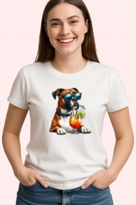 Tricou caine boxer ochelari cocktail cu lime si umbrela, Copii | Dama | Barbat