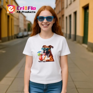 Tricou caine boxer ochelari verzi limonada rosie cocktail, Copii | Dama | Barbat - Img 9