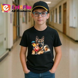 Tricou Caine ciobanesc cocktail portocala vara relaxare, Copii | Dama | Barbat , tricou negru - Img 5