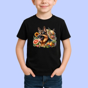 Tricou Caine ciobanesc german fructe pepene cocktail vara, Copii | Dama | Barbat , tricou negru - Img 2
