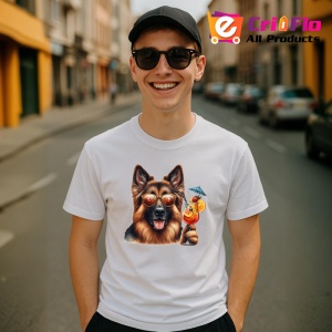 Tricou caine ciobanesc german ochelari cocktail rosu vara, Copii | Dama | Barbat - Img 6